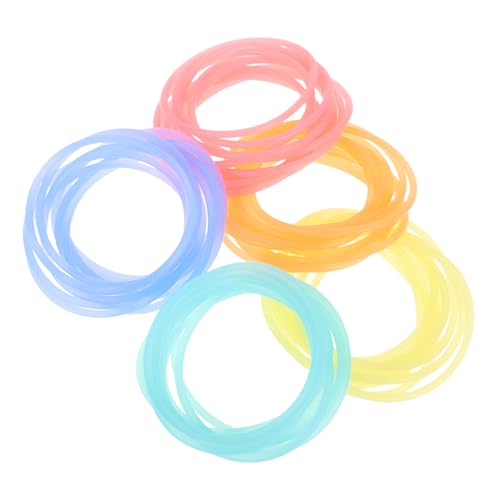 HONITANO 50 Stück Leuchtende Silikonarmbänder Elastische Neonbänder in Farben Vielseitig als Partygeschenke Outdoor Spiele Kindergeburtstag Robuste Flexible Glow in The Dark Armbänder von HONITANO