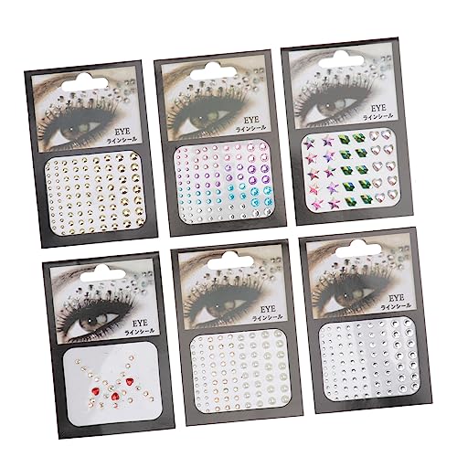 HONITANO 6blätter Augen-rhinestones Sticker Glitzer Gesichtsaufkleber Für Make-up Und Festivals Weiße Goldene Bunte Steine Für Partys Und Bühnenauftritte von HONITANO
