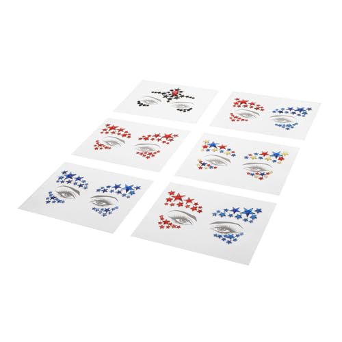 HONITANO 6 Blätter Rhinestone Fünf Punkte Stern Aufkleber Kreative Gesichtssticker für Augen und Körper Langlebig Festlich Farbig Einfach Haftend Vielseitig Verwendbar für Festival Make Up von HONITANO