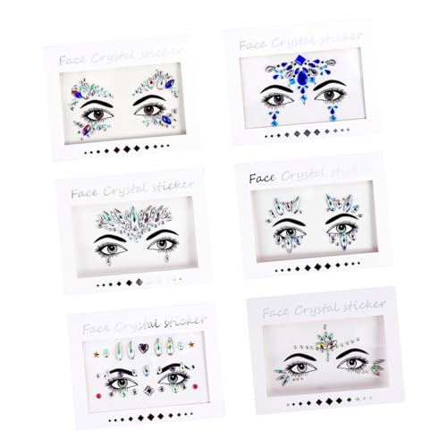 HONITANO 6blätter Gesichtsjuwelen Aufkleber Kristall-sticker Für Glitzersteine Für Partys Und Karneval Einfach Anzuwenden Hautfreundlich Zufällige Designs von HONITANO