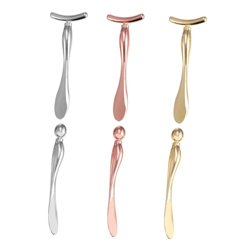 HONITANO 6 Stück Augencreme Löffel Roller-Massagegerät Bausatz Make -up -Inhaber Gesichts- Halter Augenpflege Werkzeug Augencreme Schaber Schönheit Augencreme-Massagestifte Zinklegierung von HONITANO