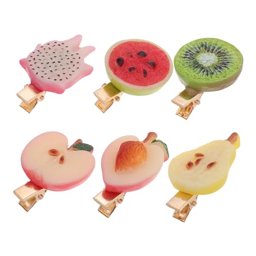 HONITANO 6 Stück Simulierte Fruchthaarnadel Lebensmittelhaarklammern Für Frauen Lebensmittel Haarklammern Für Lebensmittel Haarspangen Fruchthaarspangen Für Frauen Metall Kunststoff von HONITANO