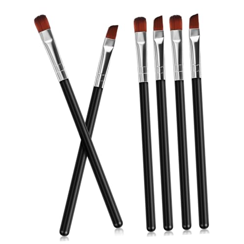 HONITANO 6 Stück Teiliges Augenbrauen Pinselset Schräg und Flach Multifunktional für Präzises Augenbrauen und Eyeliner Make Up Leicht Tragbar für Damen und Reise Make Up von HONITANO