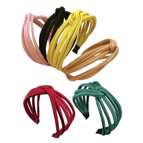 HONITANO 6 Stück Teiliges Damen Haarband Breit aus Stoff mit Geknotetem Design Weinrot für Hochzeiten Partys von HONITANO