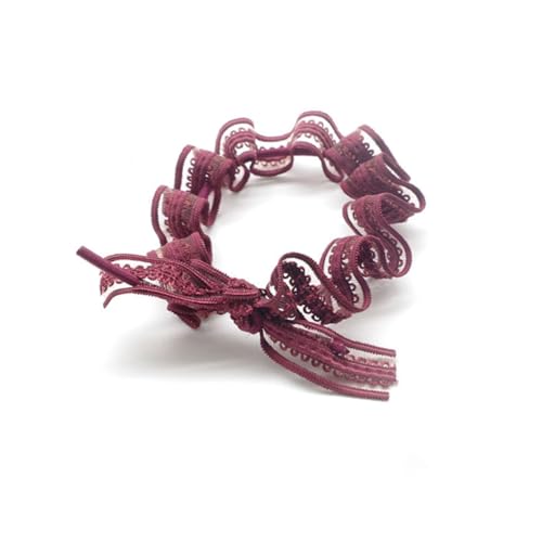 HONITANO 6 Stück Teiliges Elastische Haargummis mit Schleifen Weiche Spitzen aus Spitze Rutschfeste Haarringe für Mädchen in Schwarz Weinrot Hellgrün Vielseitig und Bequem von HONITANO