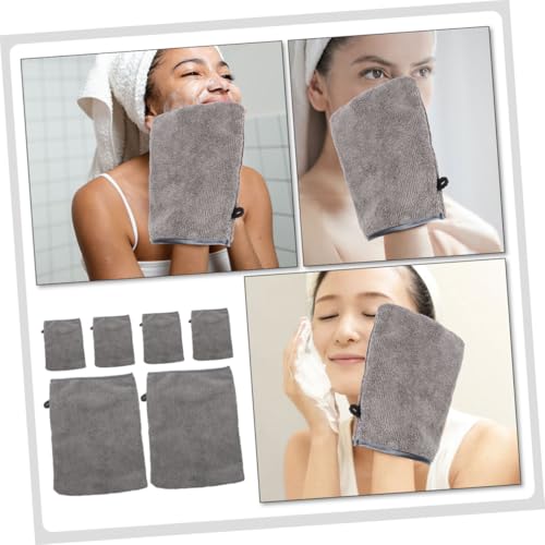 HONITANO 6 Stück Teiliges Mikrofaser Gesichtshandschuhe Make Up Entferner Hautfreundlich Atmungsaktiv Wasserabsorbierend Wiederverwendbar Praktische Reinigungshandschuhe für Tägliche von HONITANO