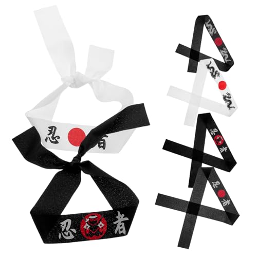 HONITANO 6stücke Japanische Karate-stirnbänder Samurai-ninja-krieger-bandanas Geeignet Für Sushi-ninjas Sport Kochen Und Kostümzubehör Weiches Polyester Für Strapazierfähigen von HONITANO
