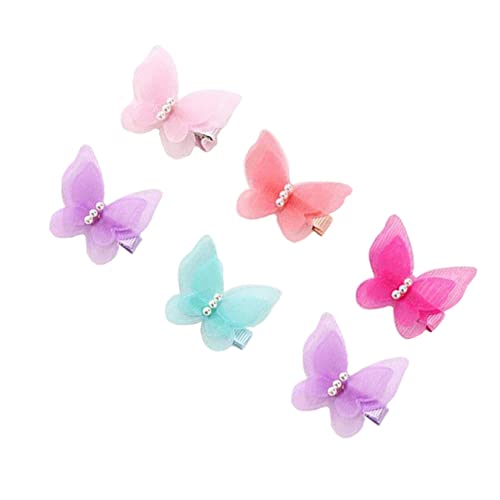 HONITANO 6 Stück Teiliges Set Chiffon Haarspangen mit Perlen und Schleife für Mädchen Eleganter Haarschmuck zur Dekoration für Besondere Anlässe von HONITANO