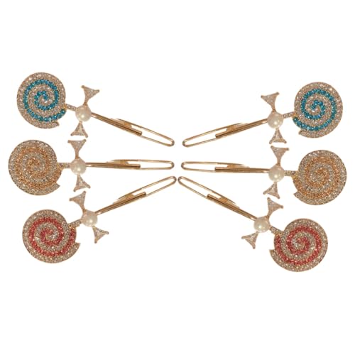 HONITANO 6 Stück Teiliges Strass Haarklammern Lutscherform Leichte Legierung Buntes Haarschmuck für Mädchen und Kleinkinder Eleganter Langlebiger Haarschmuck für Alltag und Besondere von HONITANO