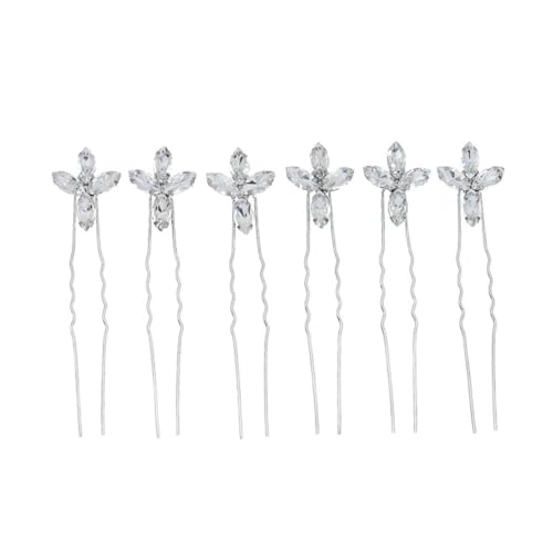 HONITANO 6 Stück Teiliges U Förmige Strass Haarklammern für Damen Modischer Brautschmuck Stabiler Vielseitig Einsetzbar für Hochzeit und Party Design Langlebig und Praktisch von HONITANO