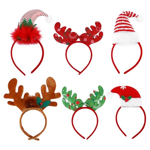 HONITANO 6 Stück Weihnachtsstirnbandkopfschnalle Weihnachtshaarband Weihnachtsgeweih-haarreifen Weihnachtshüte Weihnachtsstirnbänder Weihnachtszubehör Weihnachten Stoff (polyester) von HONITANO