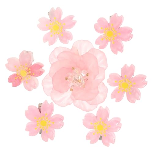 HONITANO 7 Stück Teiliges Blumen Haarspangen für Mädchen Leichte Rutschfeste Haarklammern in Kirschblüten Design Festhaltend für Flechtfrisuren Eleganter Haarschmuck für Hochzeit Party und von HONITANO