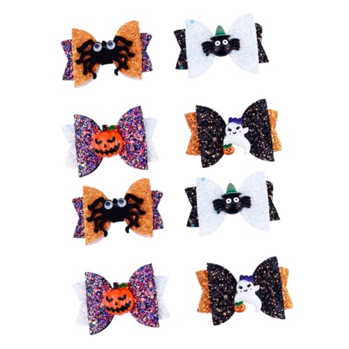 HONITANO 8 Stück Schleife Haarnadel Clips Halloween Bogen Styling Halloween-Bögen für Mädchen Geisterhaarspange Geisterhaarnadeln Stoff und Metall von HONITANO