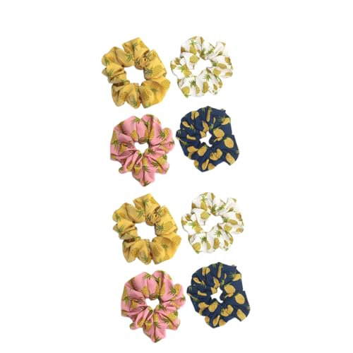 HONITANO 8 Stück Teiliges Haargummi Ananas muster Elastische Ponytail Scrunchies für Damen Weiche Schonende Haarbänder Leichte Haarring accessoires Vielseitig für Alltag Zufällige Farbe von HONITANO
