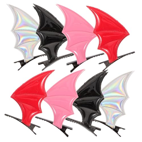HONITANO 8 Stück Teiliges Halloween Haarspangen Bat Wing Haarklammern Gothic Cosplay Haarschmuck in Rot Schwarz Silber für Damen Mädchen Party Kostüm von HONITANO