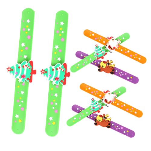 HONITANO 8 Stück Teiliges Silikon Slap Armband Weihnachtsarmbänder mit Bunten Weihnachtsmotiven Kinderparty Mitgebsel Rutschfeste Leichte Freundschaftsarmbänder für Jungen und Mädchen von HONITANO
