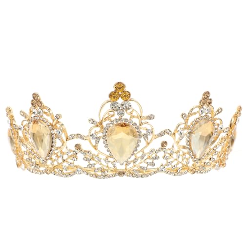 HONITANO Barock Braut Tiara Krone Haarschmuck Goldene Hochzeit Deko für Mädchen und Frauen Festliche Party Accessoire von HONITANO