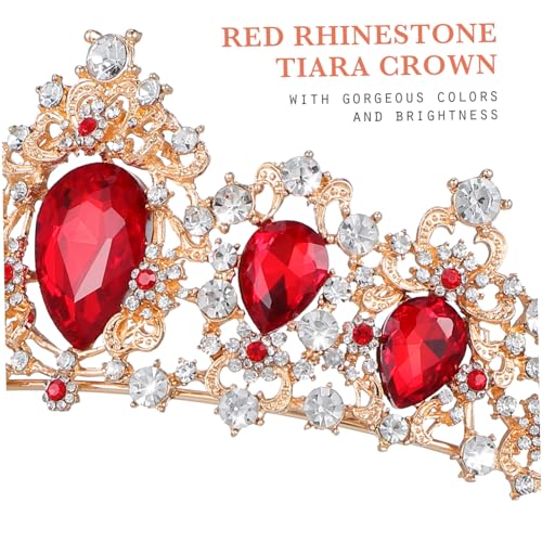 HONITANO Barock Brautkrone Rot Haarschmuck Damen Vintage Hochzeit Tiara Brautdiadem für Festliche Anlässe und Partys von HONITANO