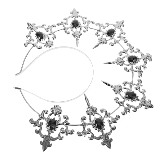 HONITANO Barock Krone Haarreif aus Leichtem Metall Schwarzer Lolita Cosplay Headband mit Strass Geeignet für Party Tanz Fotoshooting und Ballveranstaltungen von HONITANO