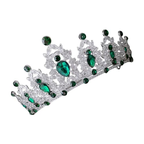 HONITANO Barocke Brautkrone Silbergrün Strass Tiara Hochzeit Geburtstag Party Abschlussball Prinzessin Haarschmuck Festliches Kopfschmuck Accessoire von HONITANO