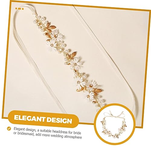 HONITANO Braut Haarband mit Strass Perlen und Blumen Vintage Stirnband für Hochzeit Festlicher Haarschmuck Damen Rutschfeste Kopfdekoration für Besondere Anlässe von HONITANO