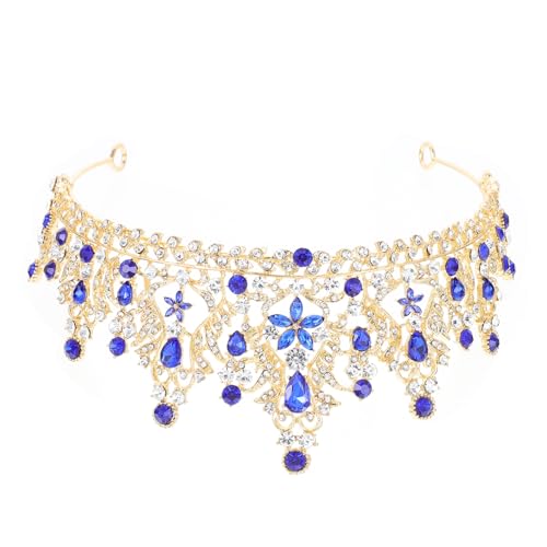 HONITANO Braut Tiara aus Kristall Quinceanera hochzeit kopfschmuck Strass Tiara Kopfschmuck Hochzeitsdekoration braut krone Strass-Braut-Tiara Strasssteine Blue von HONITANO