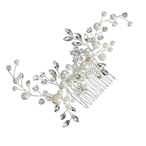 HONITANO Brautschmuck Haarkamm mit Künstlichen Perlen Haaraccessoire aus Hochwertigem Legierungsmaterial für Bräute und Hochzeiten Funkelndes Design für Besondere Anlässe von HONITANO