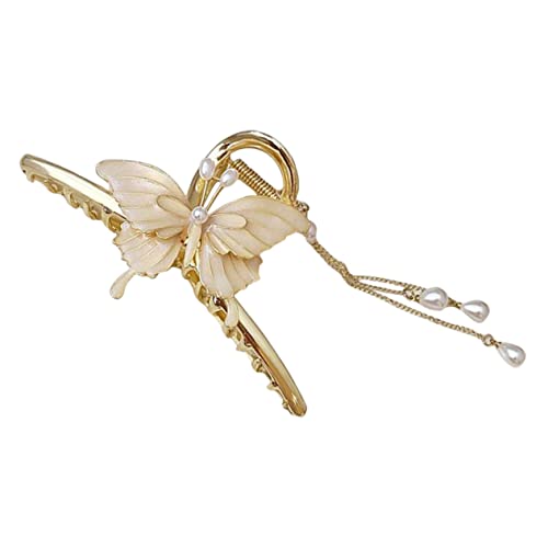 HONITANO Butterfly Haarklammer mit Perlen und Tassel Großer Eleganter Haarclip für Festes Halten Leichtes Stylingzubehör Dekorativer Haarschmuck für Damen und Mädchen für Alltag und von HONITANO