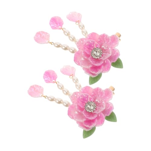 HONITANO Camellia Haarklammer Vintage Haarschmuck mit Quaste Retro Haarnadel DIY Material für Damen und Mädchen Zierliche Blütenbrosche Haarschmuck für Partys und Alltagslook von HONITANO