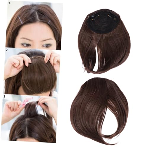 HONITANO Clip in Synthetische Haarverlängerung mit Schrägem Ponyersatz Natürlicher Look Verstellbare Clips Atmungsaktiv und Angenehm Passend für Gesichtsformen Damen und Mädchen Alltag und von HONITANO