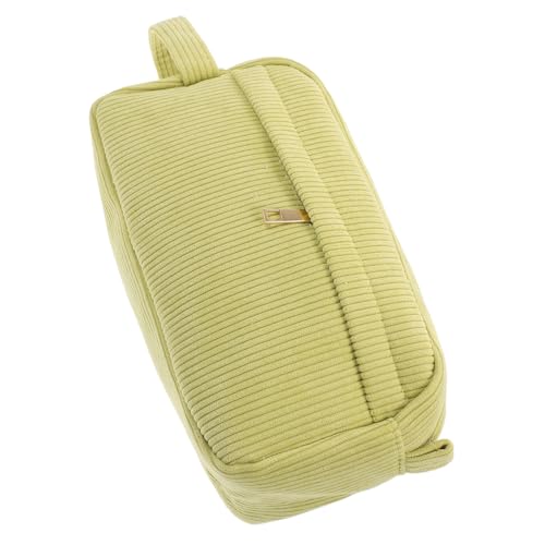 HONITANO Corduroy Kosmetiktasche Damen mit Reißverschluss Handliche Schminktasche für Unterwegs Große Kulturtasche mit Frontfach Weiches Material Tragbare Make up Tasche für Reisen und von HONITANO