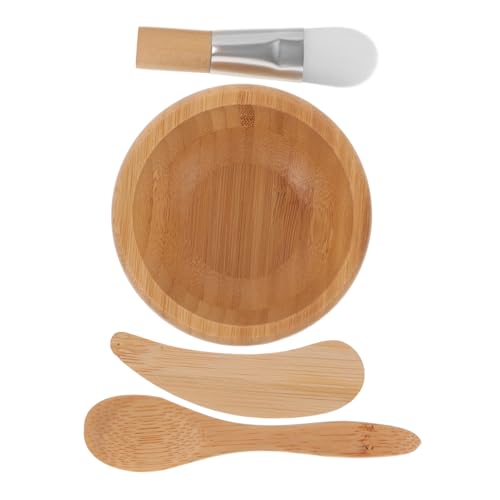 HONITANO DIY Gesichtsmaske Set mit Holzschale Rührstab Pinsel und Löffel Leichtes Maskenmisch Auftragsset für Frauen Hautpflegend Praktisch für Zuhause und Reisen von HONITANO