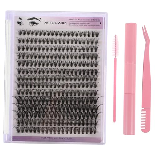HONITANO DIY Wimpernverlängerung mit Einzelnen Wimpernbüscheln Mildem Entferner Segmentiertem Design Synthetischen Fasern Pinzette Kleber und Pinkem Tool Kit für Zuhause und HONITANO DIY Wimpernverlängerung mit Einzelnen Wimpernbüscheln Mildem Entferner Segmentiertem Design Synthetischen Fasern Pinzette Kleber und Pinkem Tool Kit für Zuhause und von HONITANO