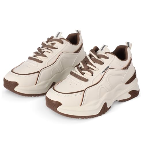 HONITANO Damen Ledersneaker Khaki Komfortable Atmungsaktive Sportschuhe Vielseitige Turnschuhe für Fitness Alltag Wandern und Erholung HONITANO Damen Ledersneaker Khaki Komfortable Atmungsaktive Sportschuhe Vielseitige Turnschuhe für Fitness Alltag Wandern und Erholung von HONITANO