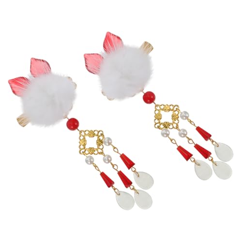HONITANO Dekorative Haarnadeln Katzenohren mit Quaste Antike Chinesische Haarschmuck accessoires für Hanfu Langlebige Legierung Vintage Cosplay Haarspangen für Frauen und Mädchen von HONITANO