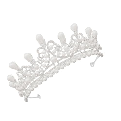 HONITANO Diamantbesetzte Perlenkrone Silber Tiara Braut Haarschmuck Diadem für Hochzeit Party Ball Festliche Anlässe HONITANO Diamantbesetzte Perlenkrone Silber Tiara Braut Haarschmuck Diadem für Hochzeit Party Ball Festliche Anlässe von HONITANO