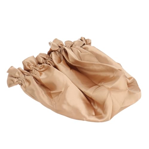 HONITANO Doppellagige Satin Schlafmütze mit Spitze Große Runde Haube für Damen Haarschonend und Bequem als Nachtmütze und Beauty Haarschutz Khaki von HONITANO