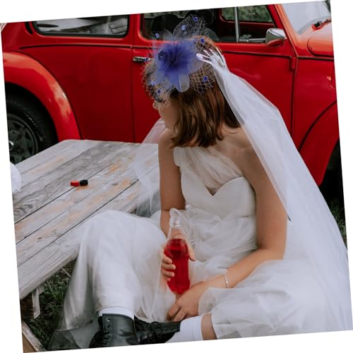 HONITANO Eleganter Damen Fascinator Haarreif aus Blauem Netzstoff für Hochzeiten Teepartys und Festliche Anlässe Leichtes Komfortables Design Vielseitig Kombinierbar Stilvolle von HONITANO