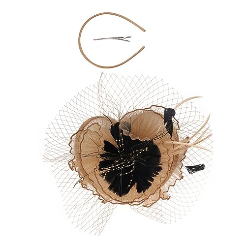 HONITANO Eleganter Damen Fascinator Haarschmuck mit Feder und Netzstoff Vielseitig als Haarband oder Haarclip Tragbar Leichter Hut für Hochzeiten Teepartys Cocktail und Festveranstaltungen von HONITANO