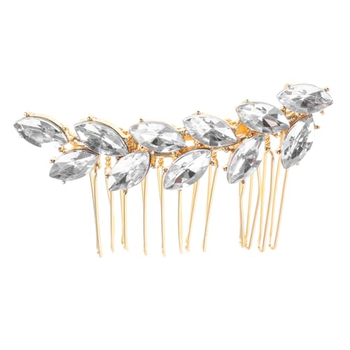 HONITANO Eleganter Haarkamm mit Kristallen Sicherer Seitlicher Braut Haarkamm Modisches Haaraccessoire für Frauen Goldfarbener Hochzeitsschmuck für Besondere Anlässe von HONITANO