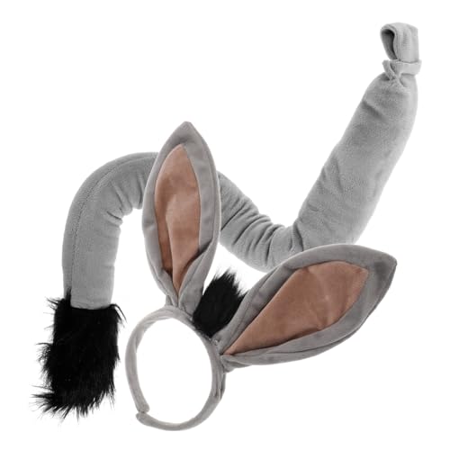 HONITANO Esel-stirnband Und -set Plüsch-tier-kostüm-zubehör Cosplay-kopfbedeckung Mit Eselohren Für Junge Mädchen Und Erwachsene Party-accessoires Für Halloween Und Geburtstage von HONITANO