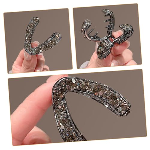 HONITANO Förmige Schwarze Strass haarklammer aus Langlebiger Legierung Rutschfester Haarklammerhalter für Hohen Pferdeschwanz Stilvoller Haarschmuck für Damen bei Alltag und Besonderen von HONITANO