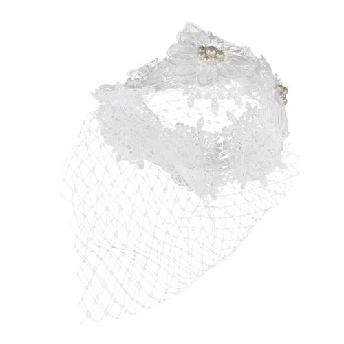 HONITANO Gesticktes Spitzen Blumen Haarband mit Großem Mesh Schleier Eleganter Fascinator für Hochzeitsgäste Abendveranstaltungen und Partys Mysteriöser Kopfschmuck Stilvolles Damen von HONITANO