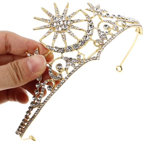 HONITANO Goldene Brautkrone mit Stern Mondmotiv Strassbesetztes Diadem Eleganter Hochzeitsschmuck für Braut Komfortables Langlebiges Haaraccessoire für Besondere Anlässe Wie Hochzeit Party HONITANO Goldene Brautkrone mit Stern Mondmotiv Strassbesetztes Diadem Eleganter Hochzeitsschmuck für Braut Komfortables Langlebiges Haaraccessoire für Besondere Anlässe Wie Hochzeit Party von HONITANO