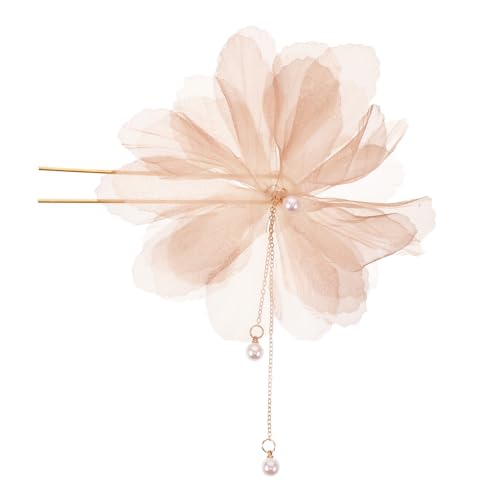 HONITANO Goldfarbene U Förmige Haarnadel mit Chiffonblume und Perlen Chinesischer Brautschmuck Langlebig und Formbeständig Eleganter Haarschmuck für Hochzeit und Brautjungfern HONITANO Goldfarbene U Förmige Haarnadel mit Chiffonblume und Perlen Chinesischer Brautschmuck Langlebig und Formbeständig Eleganter Haarschmuck für Hochzeit und Brautjungfern von HONITANO