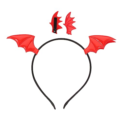 HONITANO Halloween Haarreif Set mit Clips und Fliegenden Fledermausflügeln Teiliges Kostümzubehör für Erwachsene für Karneval und Cosplay Events von HONITANO