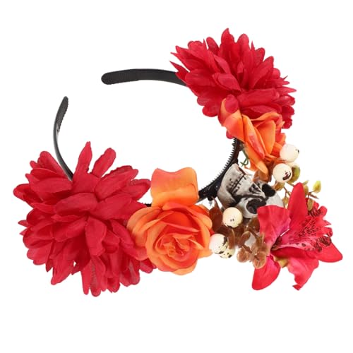 HONITANO Halloween Haarreif mit Künstlichen Blumen und Skelett design Tag der Toten Stirnband für Damen Leichtes Komfortables Halloween Karneval accessoire für Cosplay und Party von HONITANO