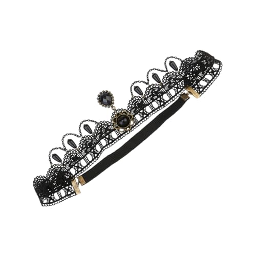 HONITANO Halloween Spitzen Stirnband Damen Elastisch Eleganter Kopfschmuck Schwarze Spitze Haarschmuck Für Kostümpartys Tanz Halloween Karneval Prom von HONITANO