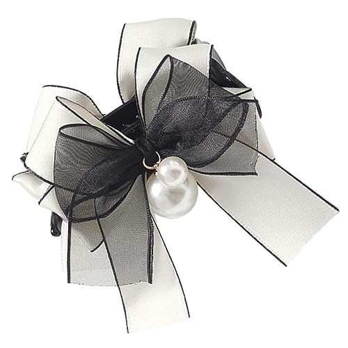 HONITANO Klauenclips Für Dünnes Haar Bräutigam Funkelnd Silber Bogen Rosa Dame Haarspange Hochzeit Zubehör Haarklammern Für Frauen Quaste Styling Klein Haarklammern Mit Schleife Perle Weiß von HONITANO