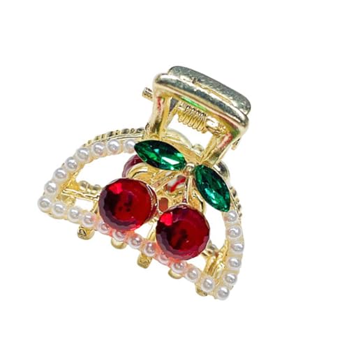 HONITANO Kleine Haarklammer mit Perlen und Kirschdesign Robuste Haarklaue für Frauen Eleganter Haarschmuck zum Halten von Vielseitig für Alltag und Besondere Anlässe Geeignet von HONITANO